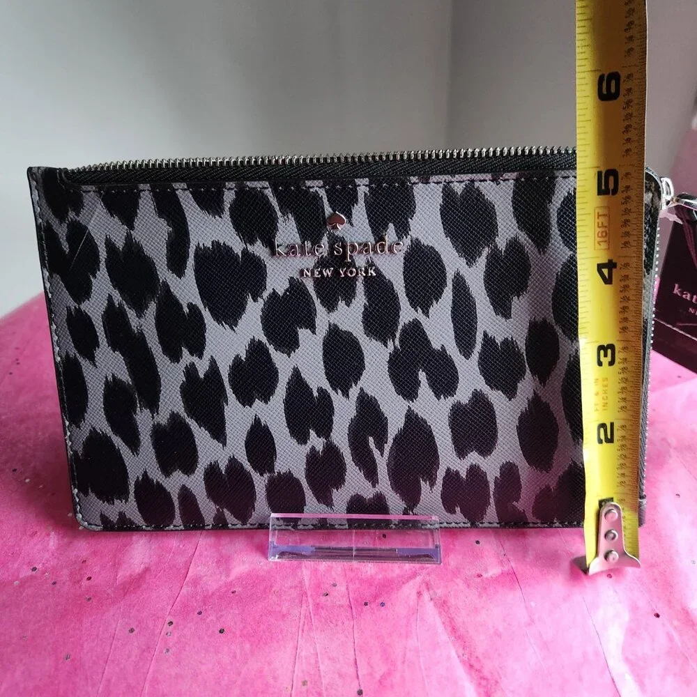 Kate NWT Black and Gray Spotted Animal Print, Medium Wristlet - Picture 3 of 5